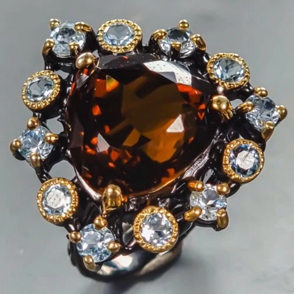 Mother’s Day Gift Elegant Gold and Brown Gemstone Ring